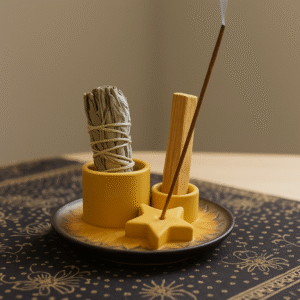 Soporte para Palo Santo y Sahumos - Mandala arena y Gris