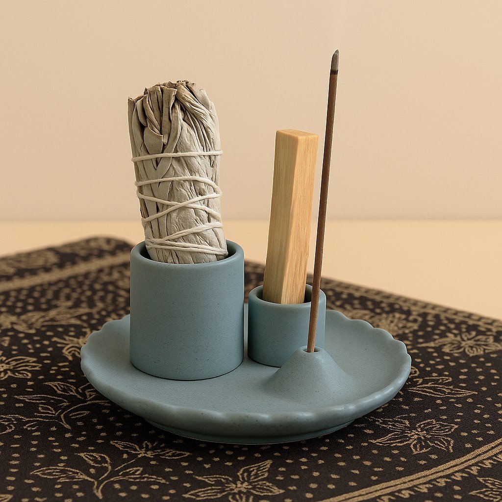 Soporte para Palo Santo y sahumos – Flor de Loto Azul