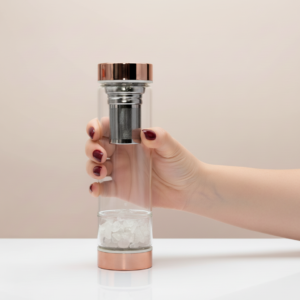 Botella de cristal para te - oro rosa - Cuarzo roca