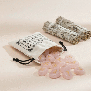 juego de Runa de la India en bolsas - Cuarzo rosa