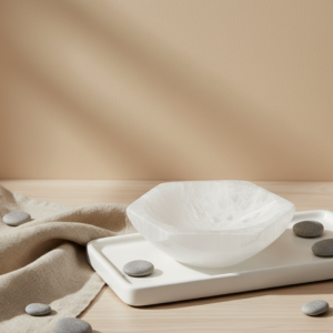 Cuenco hexagonal de selenita - 15cm (1)