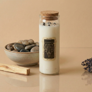 Vela Hechizo Mágico Equilibrio con Ágata Negra y Jaspe Blanco - AromArte 2