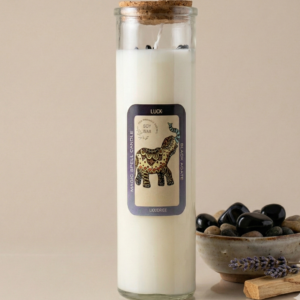 Vela de Hechizo, Suerte y Abundancia, Ágata Negra, AromArte Natura, Cera de Soja, Regalo Místico, Ritual de Suerte