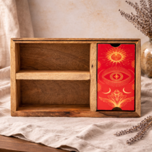 Caja de Tarot de 3 Secciones con Soporte - Madera de Mango