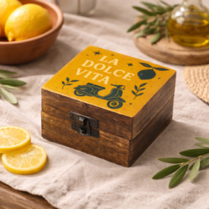 Pequeña Caja Esmaltada de Madera de Mango - La Dolce Vita