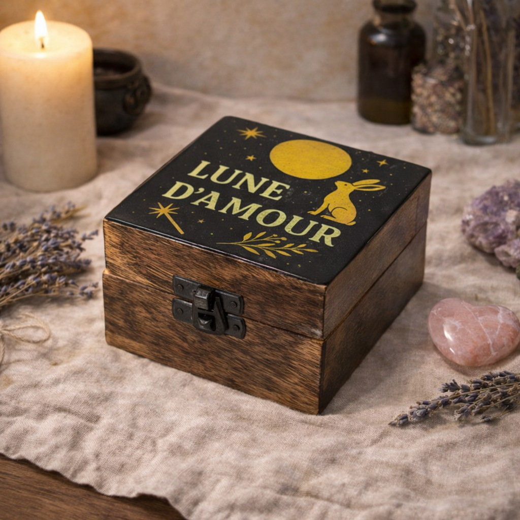 Pequeña Caja Esmaltada de Madera de Mango - Lune D'Amore