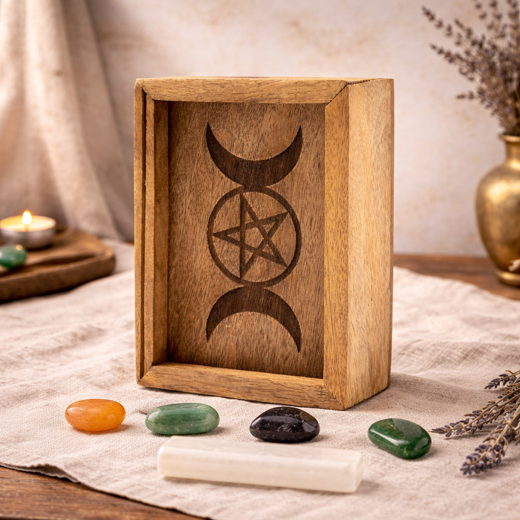 Pequeña caja de Tarot con soporte para cartas