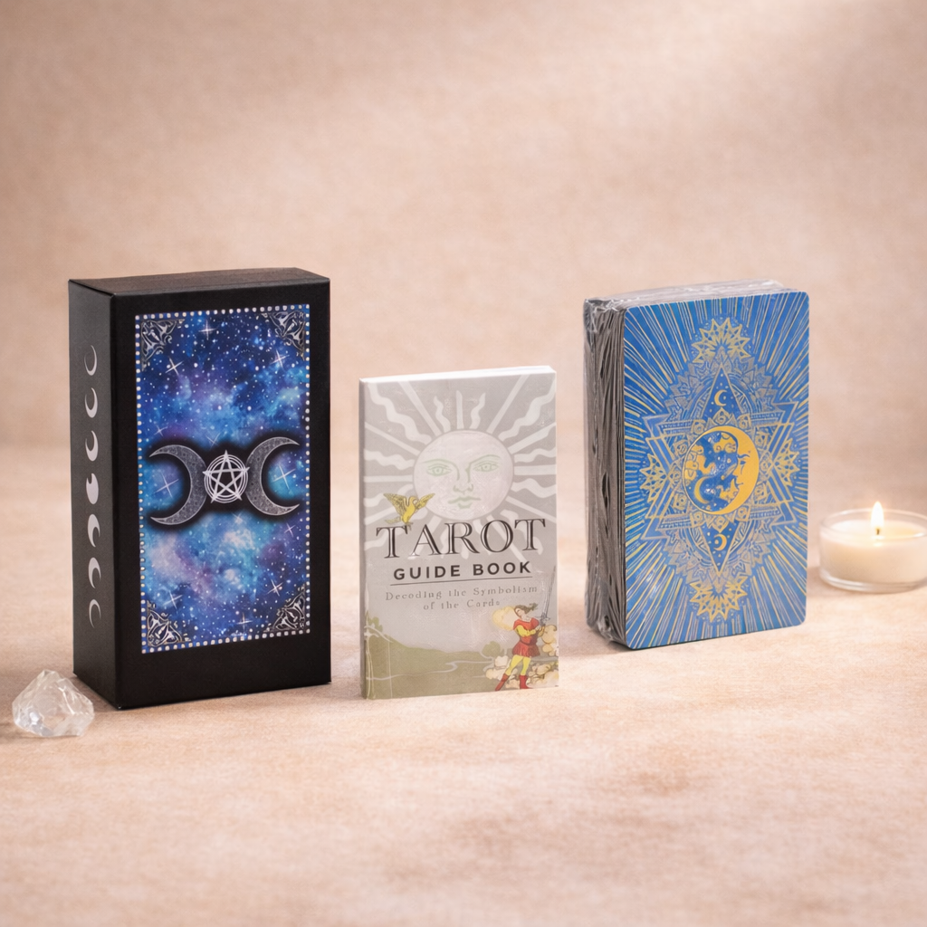 Tarot Moon Face - Baraja de 78 Cartas con Lámina Azul