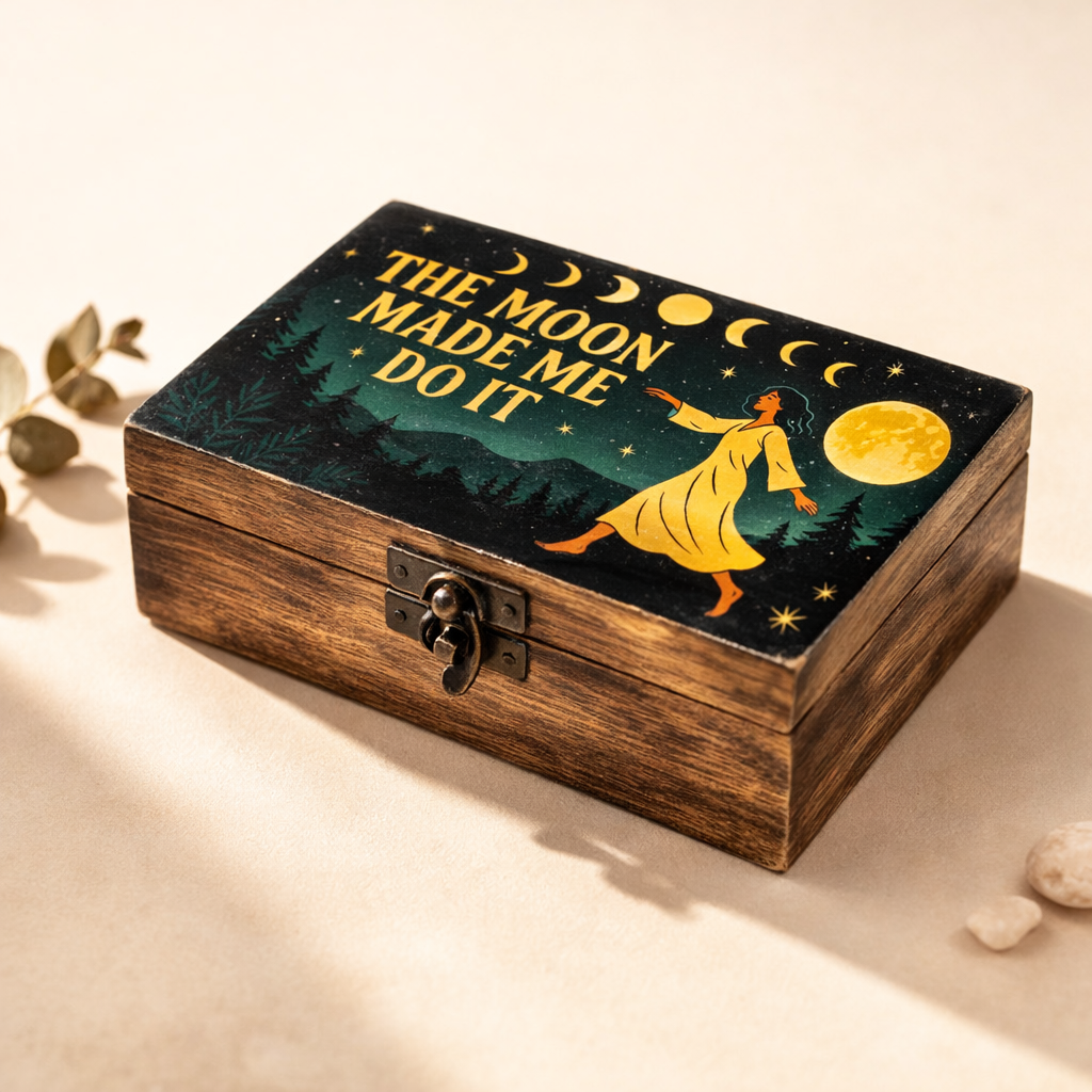 Caja esmaltada mediana - La luna me obligó a hacerlo