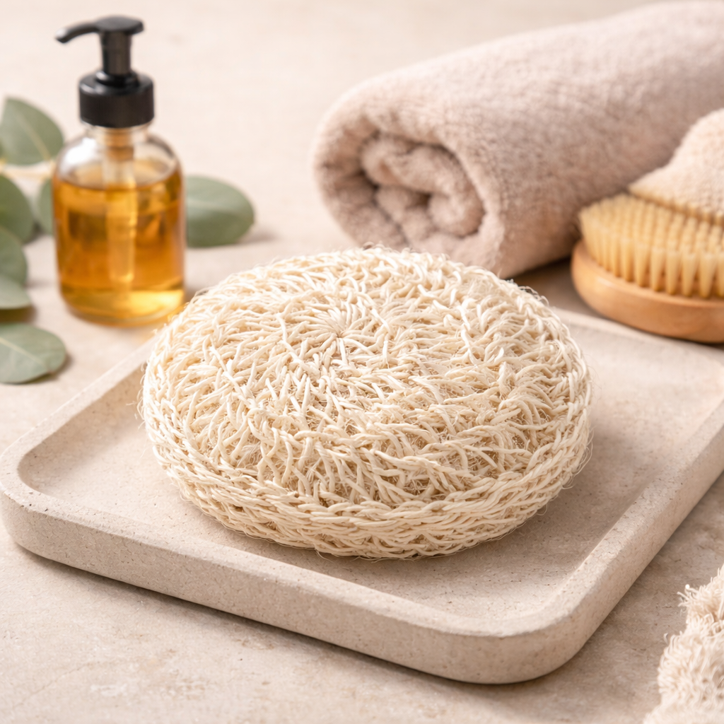 Cojín Exfoliante Redondo de Sisal y Algodón