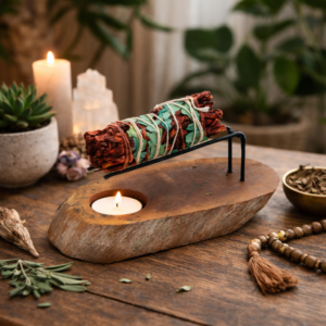 Soporte de Madera para Sahumerios y Palo Santo - Blanco Envejecido