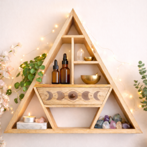 Estante de pared en forma de triángulo con cajón (2)