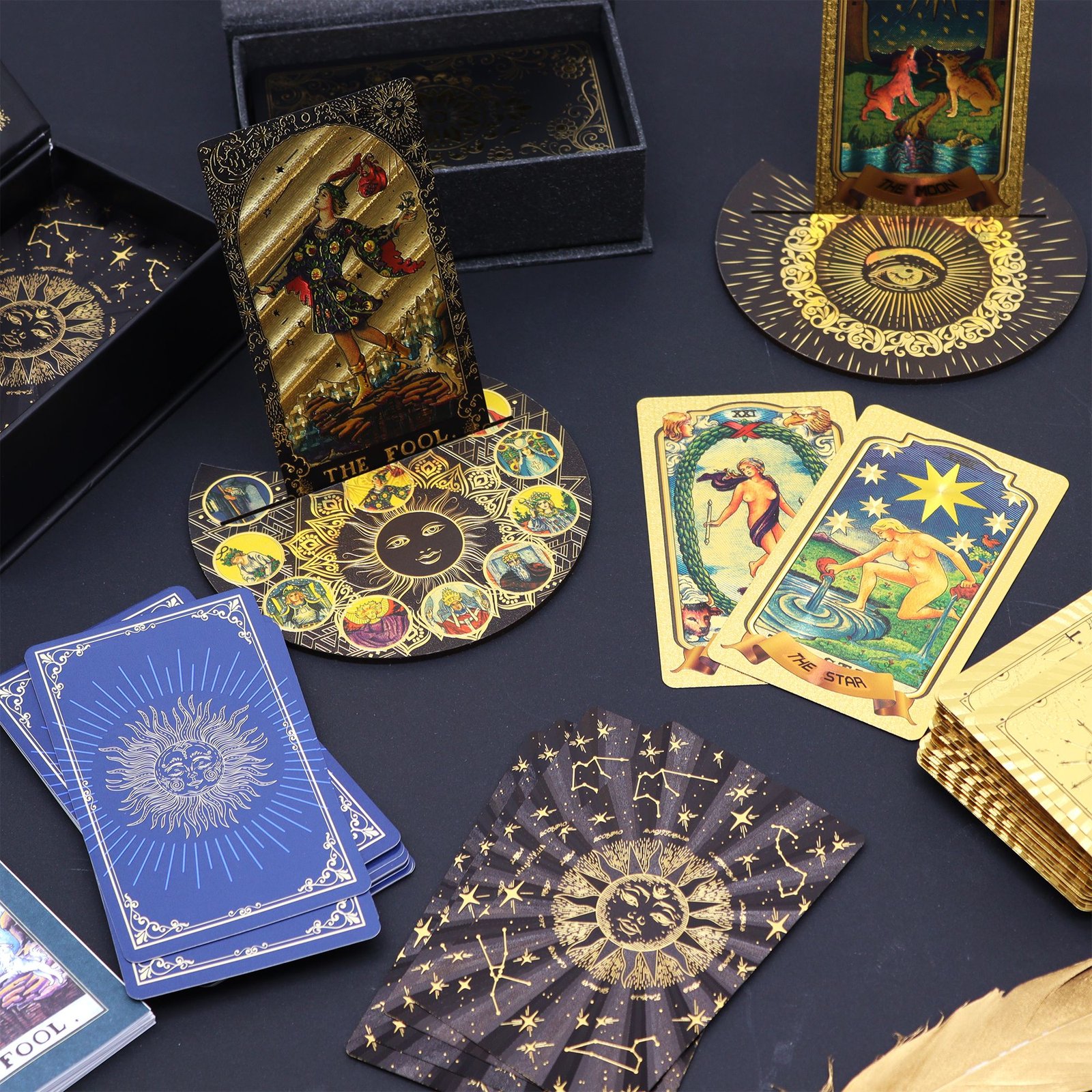Juego de Cartas de Tarot con Lámina Dorada – Con Folleto - Imagen 6
